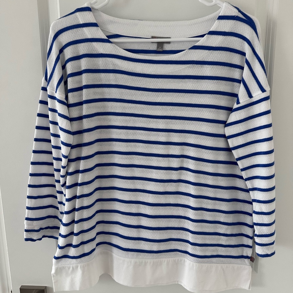 Talbots Blue and White Striped Long Sleeve Top